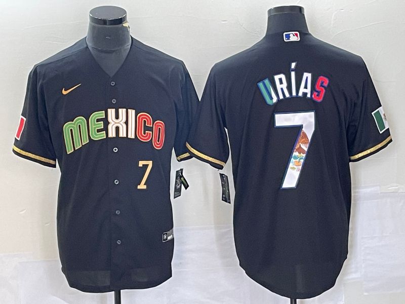 Men 2023 World Cub Mexico #7 Urias Black Nike MLB Jersey style 9182